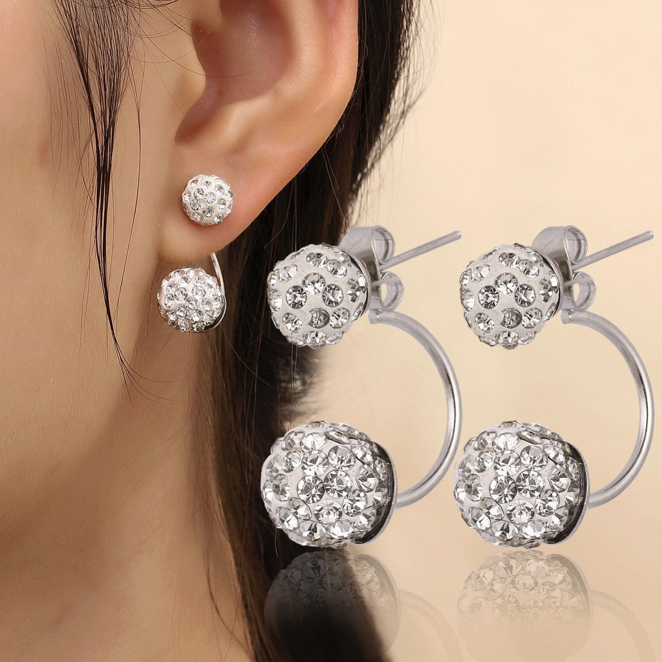 Shambhala Crystal Ball Stud Earrings