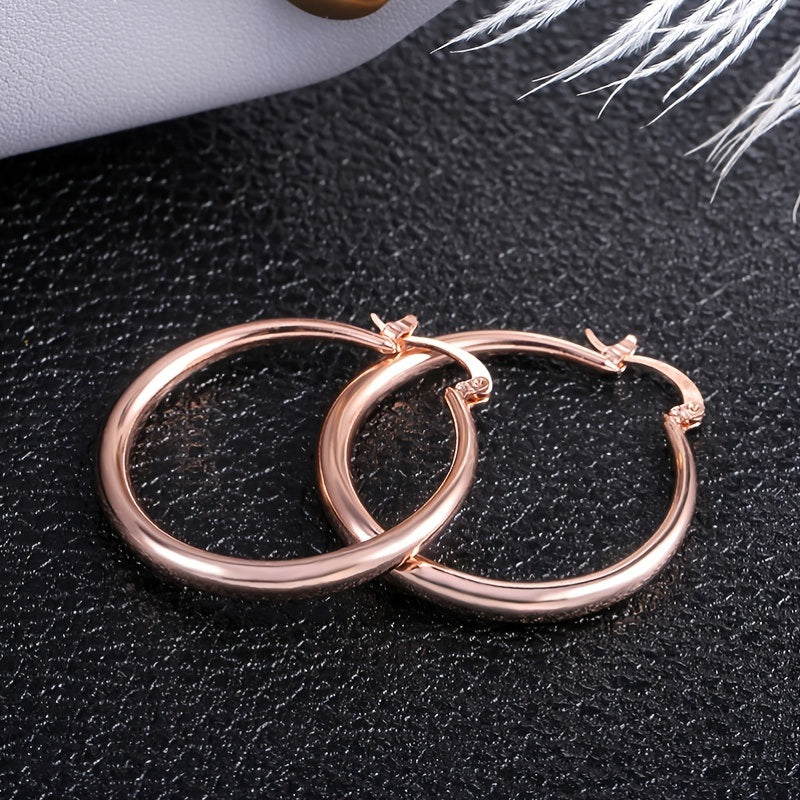 Big Circle 18K Gold Plated Hoop Huggie Earrings Simple Design For Women Girls Party Holiday Gift Ideas