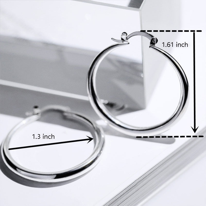 Big Circle 18K Gold Plated Hoop Huggie Earrings Simple Design For Women Girls Party Holiday Gift Ideas