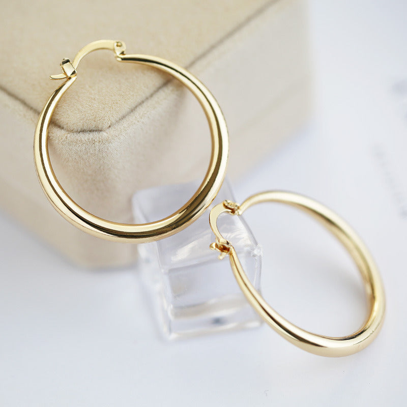 Big Circle 18K Gold Plated Hoop Huggie Earrings Simple Design For Women Girls Party Holiday Gift Ideas