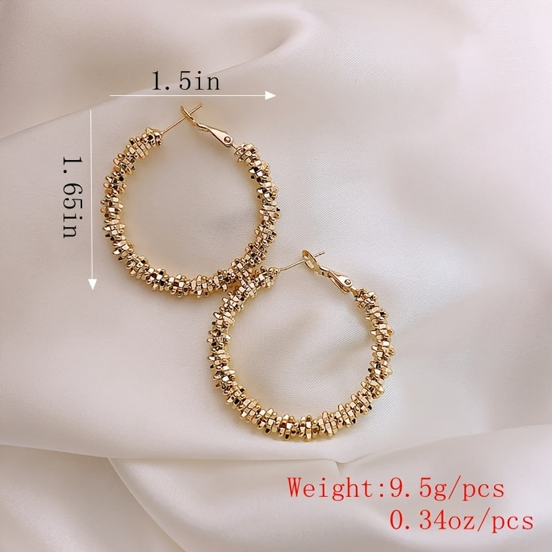 18K Gold Plated Glitter Sparkle Hoop Earring Chunky Circle Hoops Hypoallergenic Earrings For Women Girls Gifts