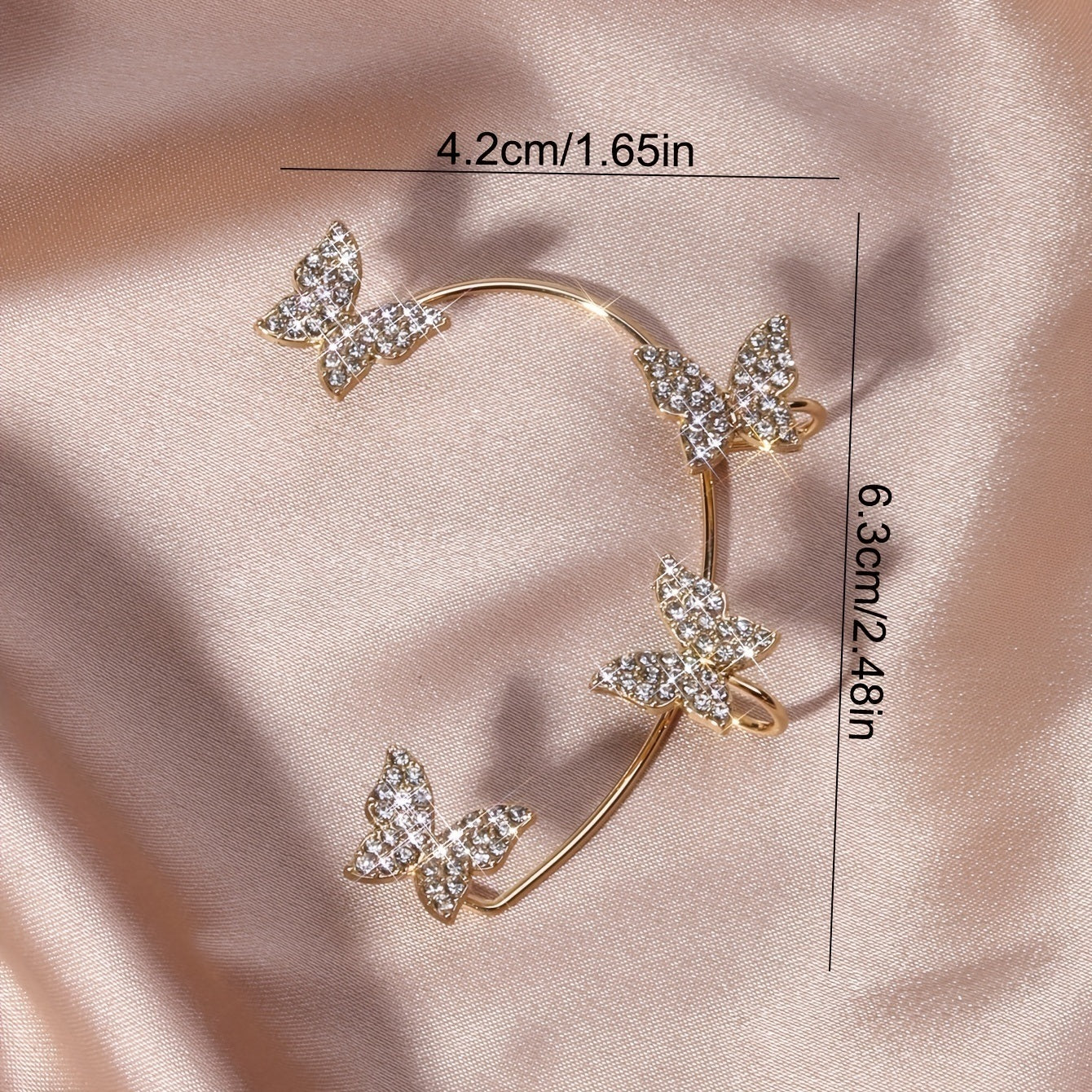 Shining Butterfly Zircon Cuff Earrings Non Piercing Earrings Luxury Jewelry For Women Girls Gift