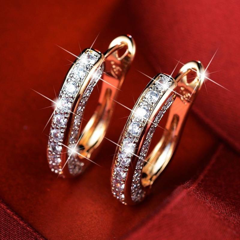 Three-sided Full Rhinestone Earrings