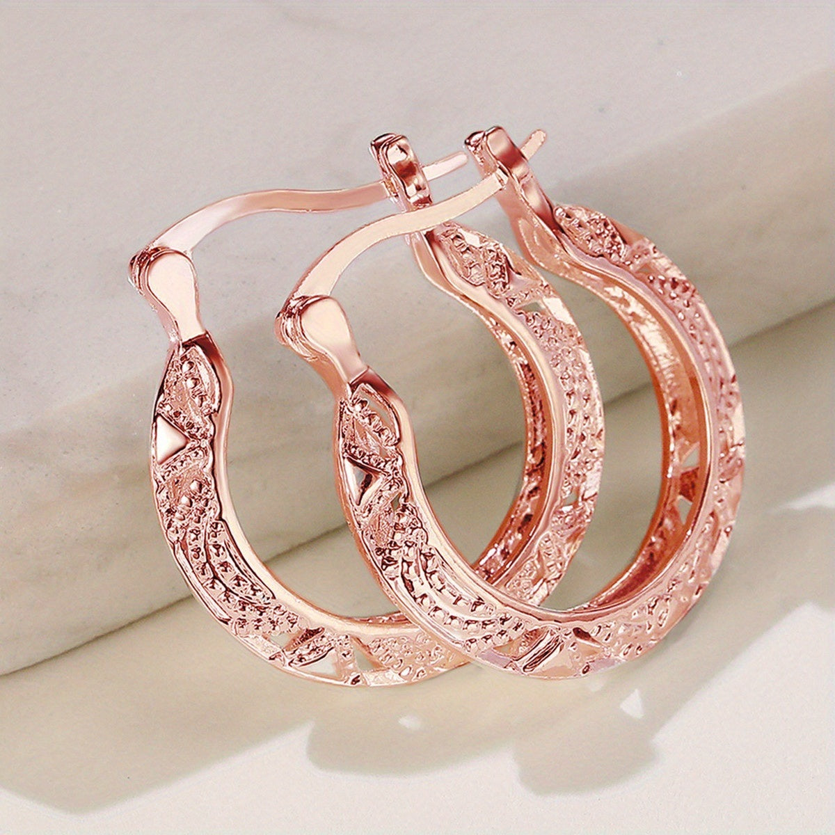 Simple Silver Textured Hoop Earrings