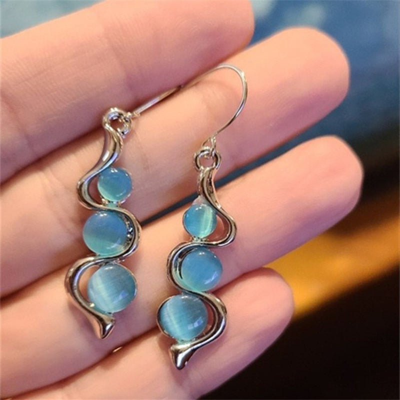 Blue Plastic Drop Earrings Sapphire Drop Earrings Anniversary Gift Silver Hoop Earrings