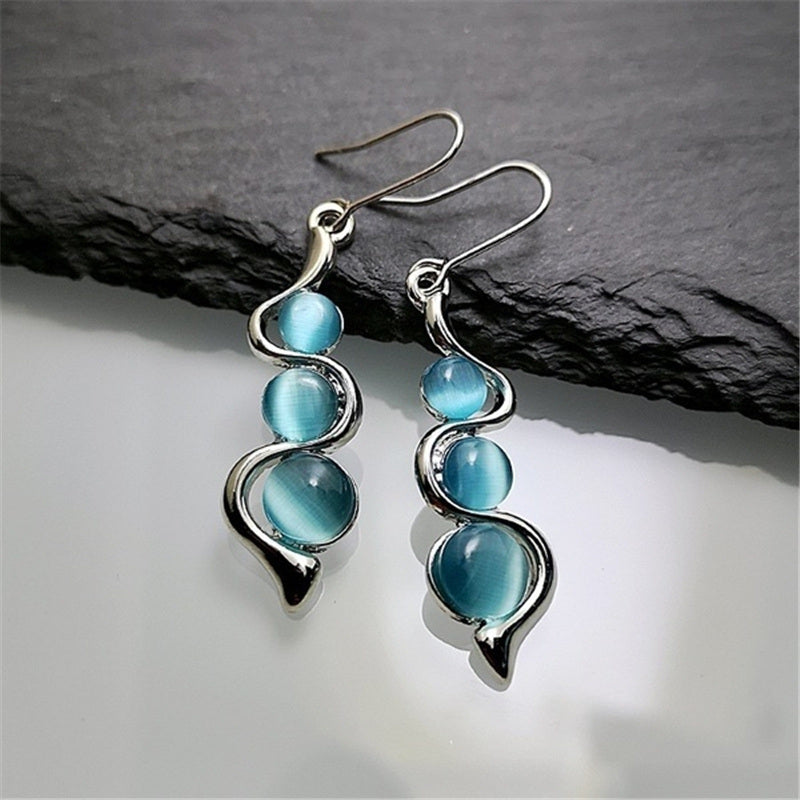 Blue Plastic Drop Earrings Sapphire Drop Earrings Anniversary Gift Silver Hoop Earrings