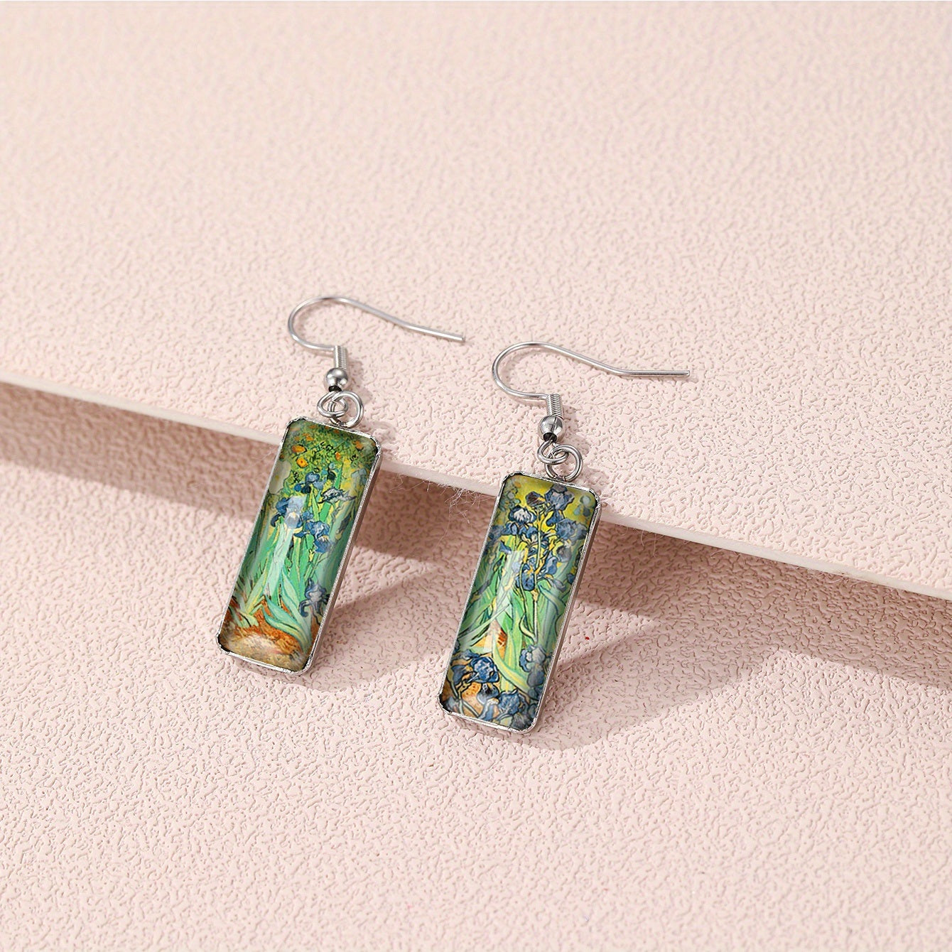 Vintage Van Gogh Painting Glass Drop Dangle Earrings Artist Delicate Decor For Women Girls 1Pair