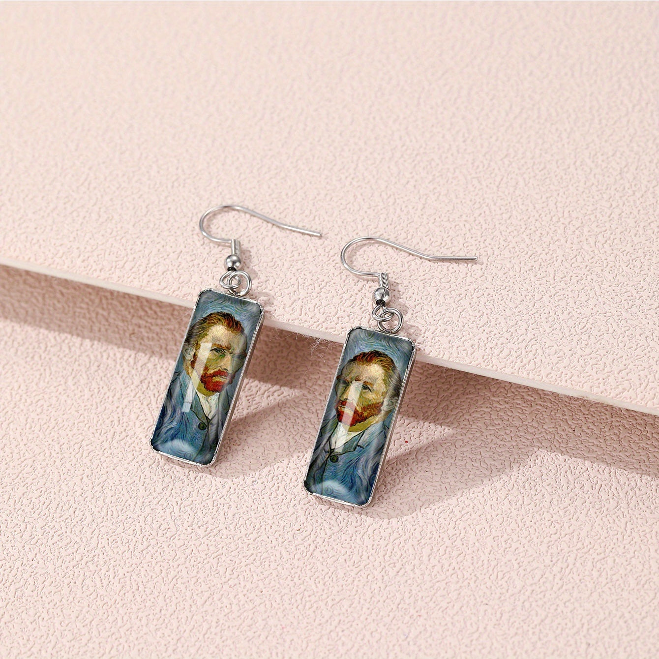 Vintage Van Gogh Painting Glass Drop Dangle Earrings Artist Delicate Decor For Women Girls 1Pair