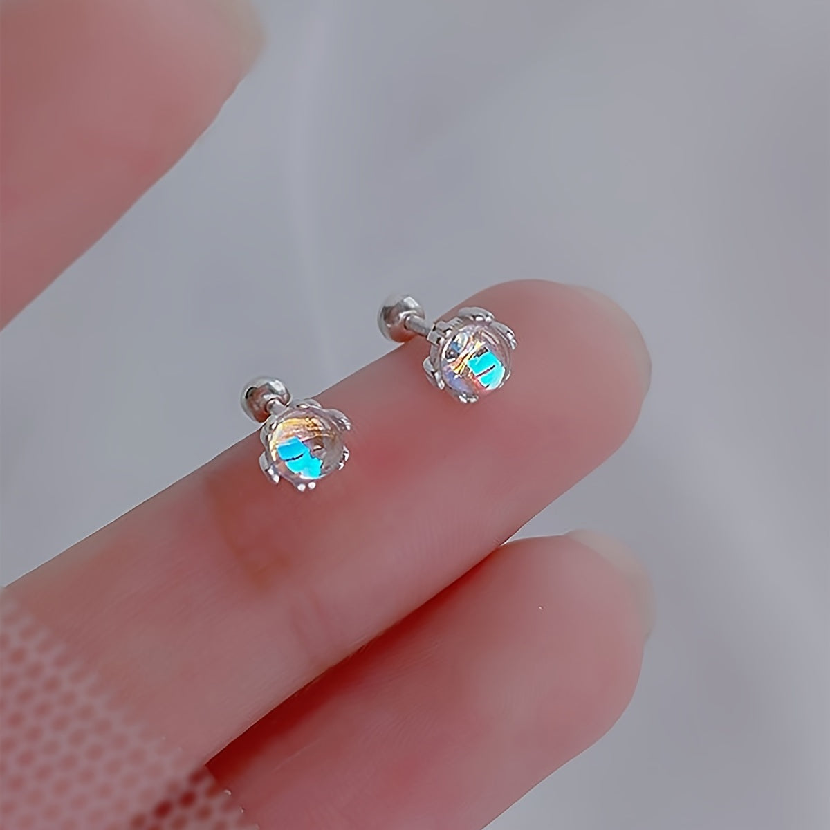 Moonstone Stud Earrings For Women Delicate Jewelry 1Pair