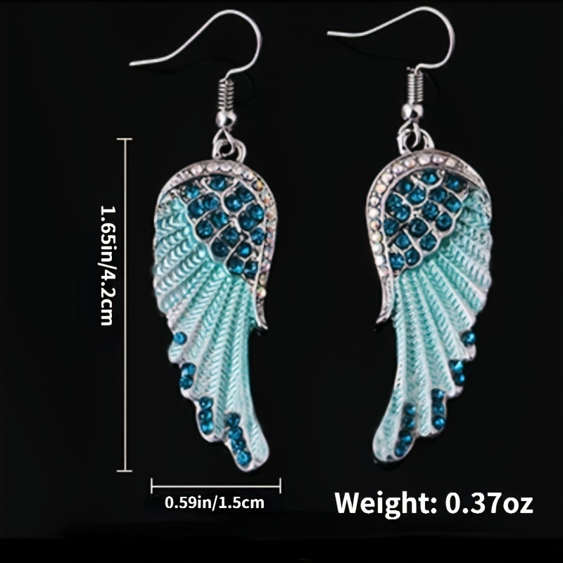 Angel Wings Inlaid Rhinestone Dangle Earrings Fine Jewelry For Women Girls Decor