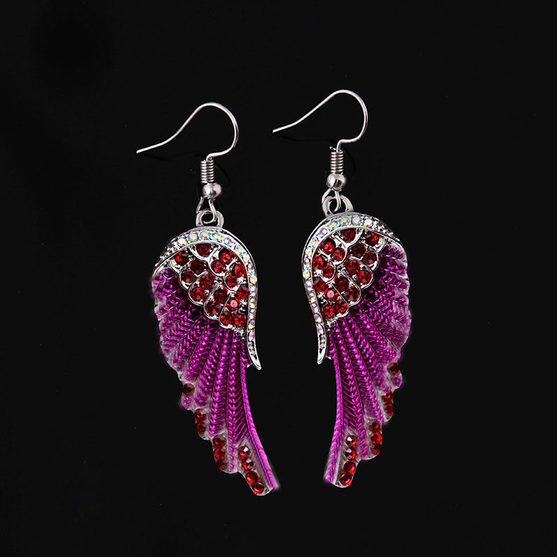 Angel Wings Inlaid Rhinestone Dangle Earrings Fine Jewelry For Women Girls Decor