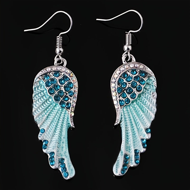 Angel Wings Inlaid Rhinestone Dangle Earrings Fine Jewelry For Women Girls Decor