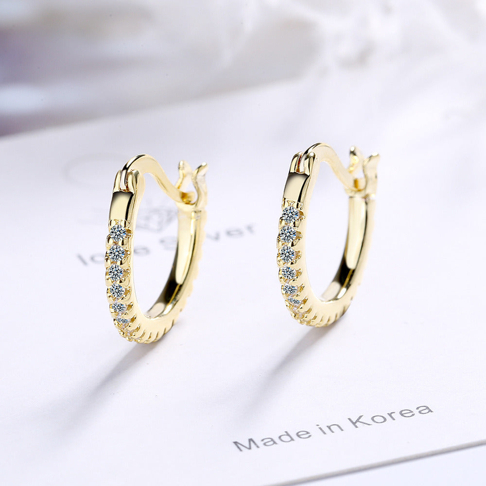 Women's Hoop Earrings Hypoallergenic Cubic Zirconia Round Hoop Hinged Earrings