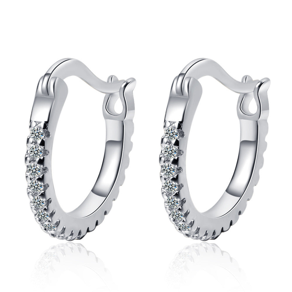 Women's Hoop Earrings Hypoallergenic Cubic Zirconia Round Hoop Hinged Earrings