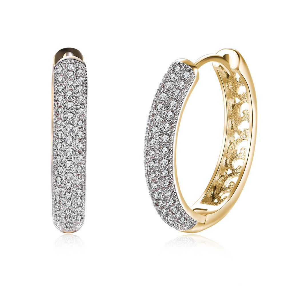 Gold-Plated Zirconia Graduated Hoop Earrings