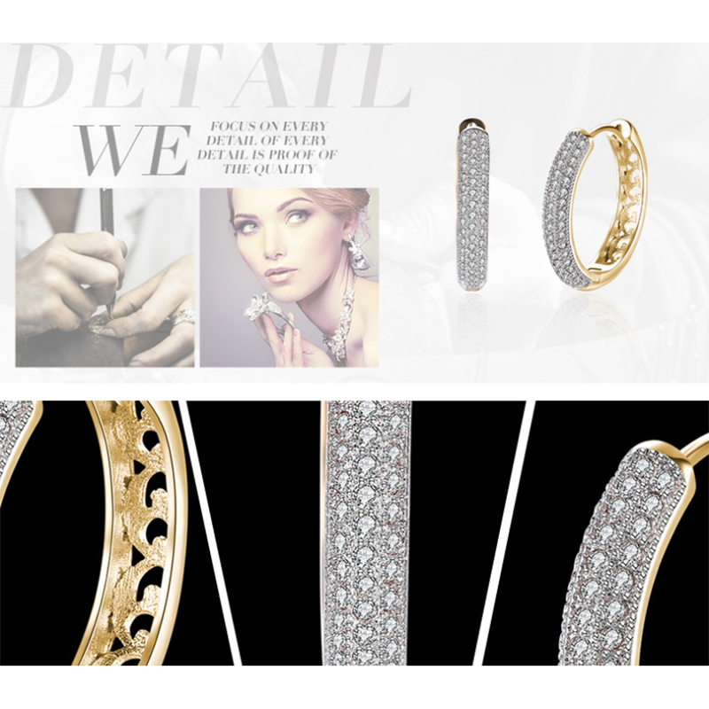 Gold-Plated Zirconia Graduated Hoop Earrings