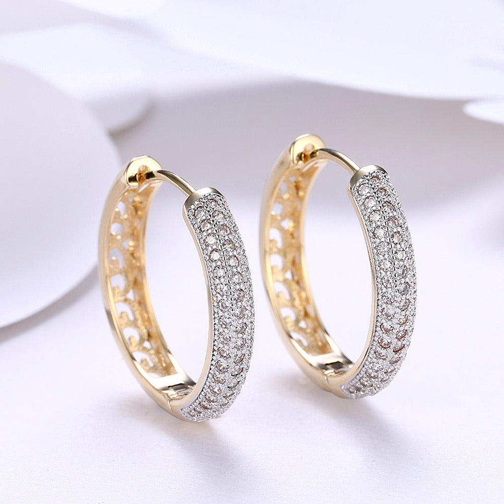 Gold-Plated Zirconia Graduated Hoop Earrings