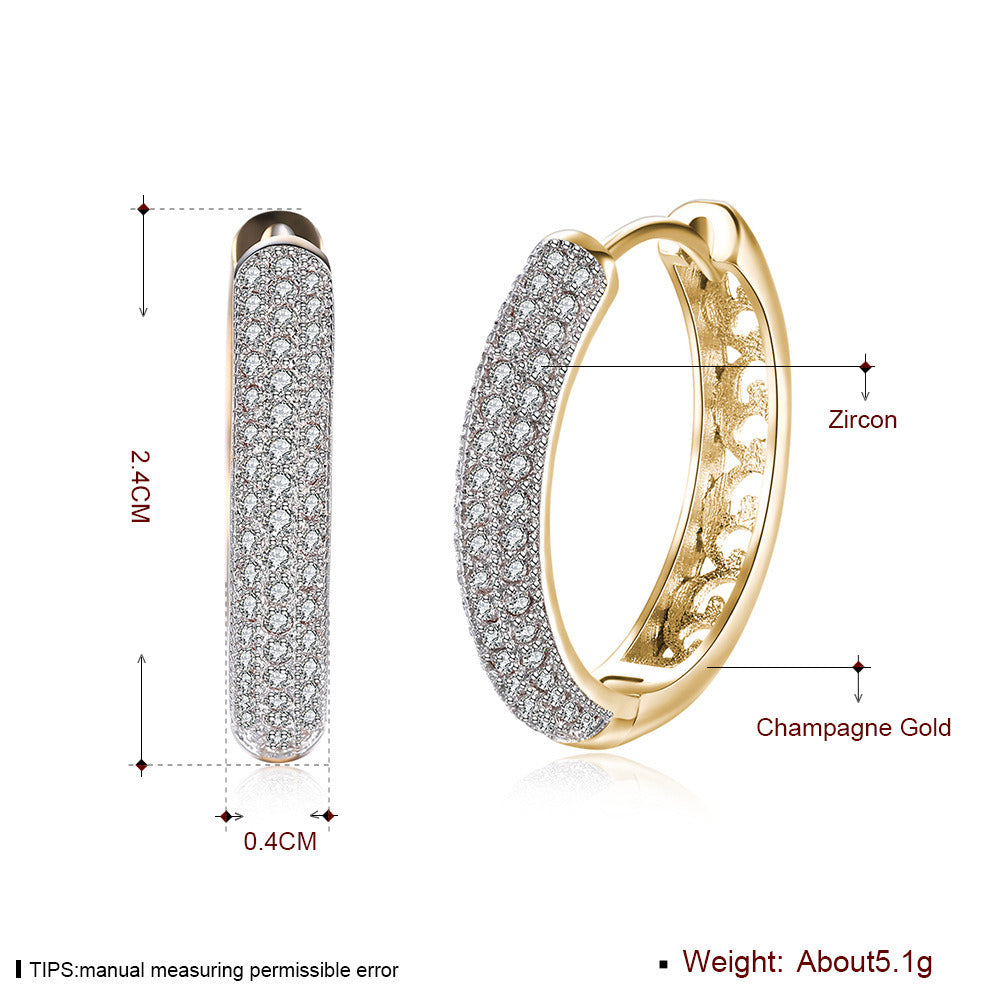 Gold-Plated Zirconia Graduated Hoop Earrings