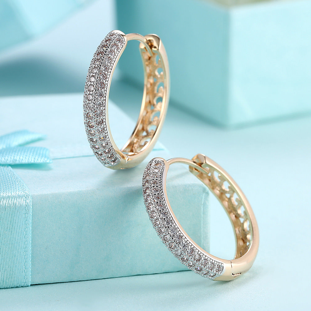 Gold-Plated Zirconia Graduated Hoop Earrings