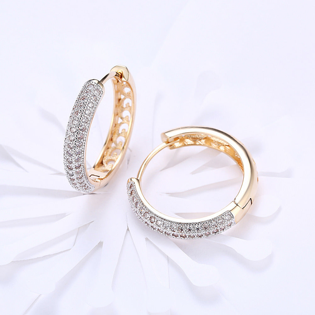 Gold-Plated Zirconia Graduated Hoop Earrings