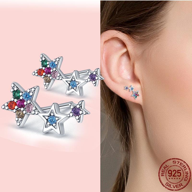 2023 New in original 925 Sterling Silver Round Zirconia Pave Earrings Little Bear Earring For Women Making Jewelry Wedding Gift