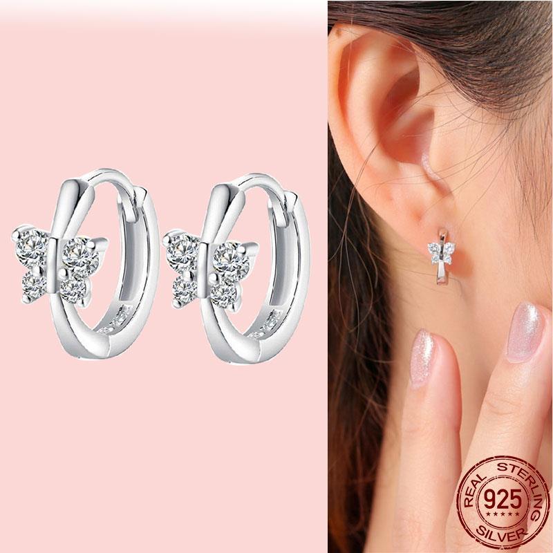 2023 New in original 925 Sterling Silver Round Zirconia Pave Earrings Little Bear Earring For Women Making Jewelry Wedding Gift