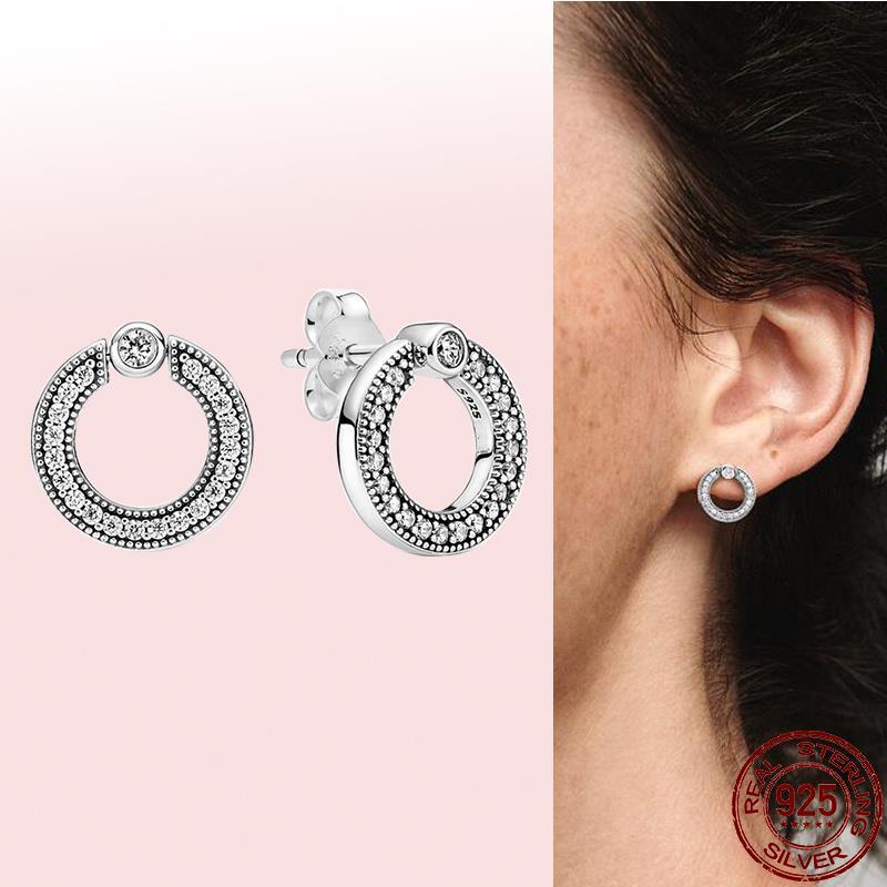 2023 New in original 925 Sterling Silver Round Zirconia Pave Earrings Little Bear Earring For Women Making Jewelry Wedding Gift