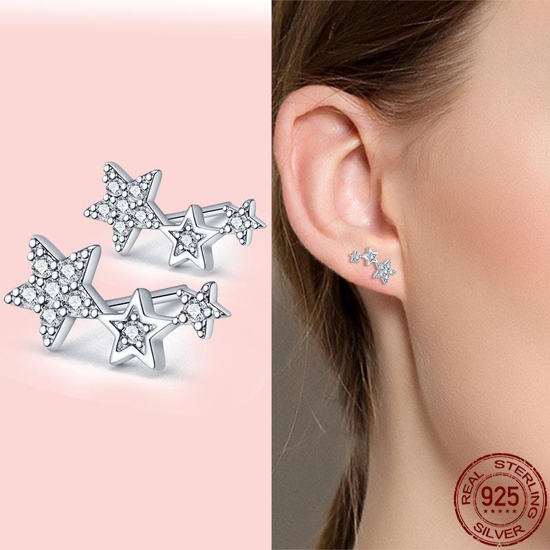 2023 New in original 925 Sterling Silver Round Zirconia Pave Earrings Little Bear Earring For Women Making Jewelry Wedding Gift