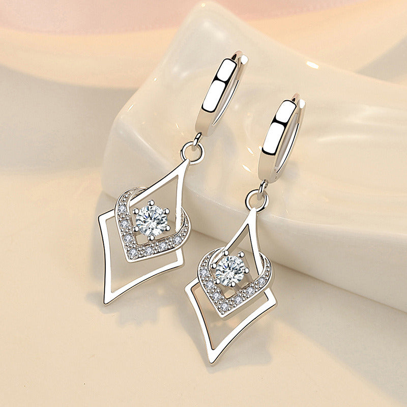 925 Sterling Silver Earrings Jewelry High Quality Retro Simple Pattern Purple White Zircon Earrings Hot Sale