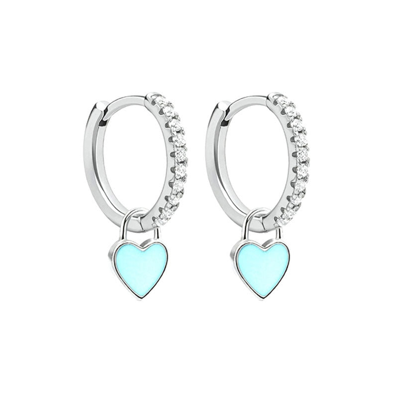 Aide Silver Color Hoop Earrings With Cute Candy Neon Color Enamel Heart Charm Drop Earring Gold Color For Girls Party Jewelry