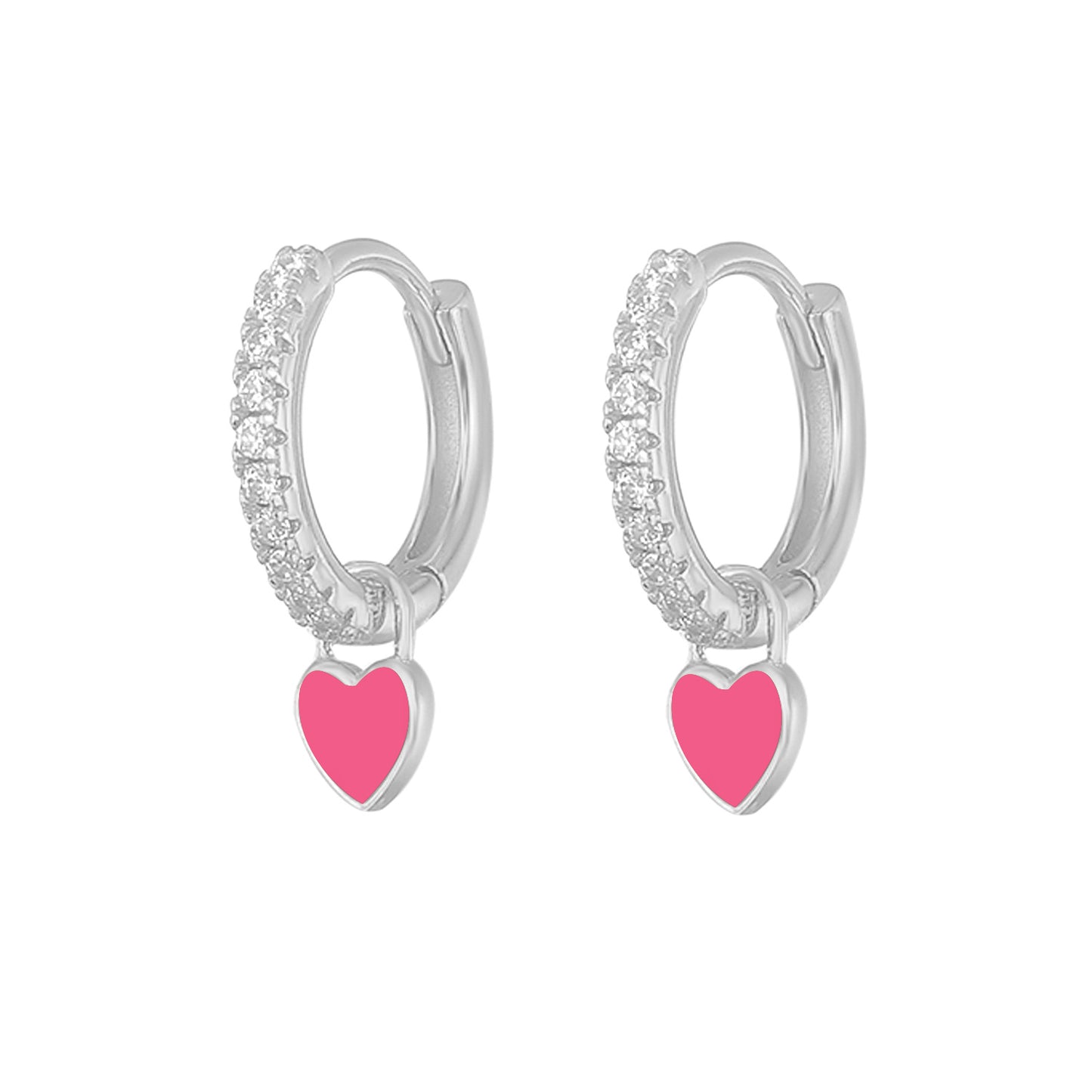 Aide Silver Color Hoop Earrings With Cute Candy Neon Color Enamel Heart Charm Drop Earring Gold Color For Girls Party Jewelry