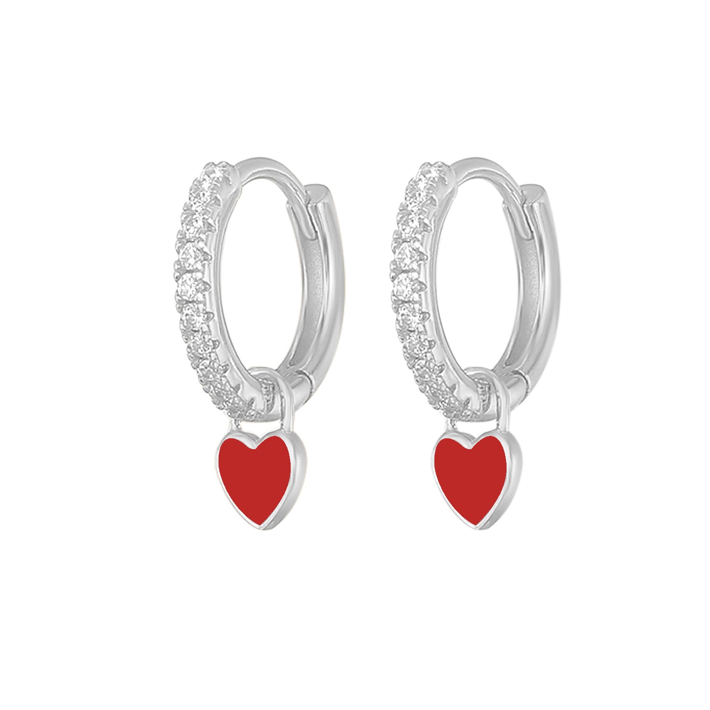 Aide Silver Color Hoop Earrings With Cute Candy Neon Color Enamel Heart Charm Drop Earring Gold Color For Girls Party Jewelry