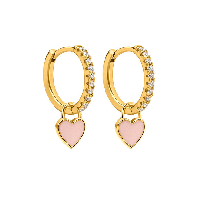 Aide Silver Color Hoop Earrings With Cute Candy Neon Color Enamel Heart Charm Drop Earring Gold Color For Girls Party Jewelry