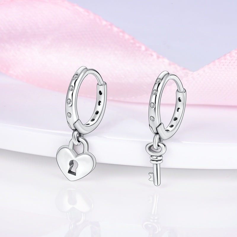 925 Sterling Silver Heart Square Cross Charms Hoop Earrings Zirconia Earrings Women Making Jewelry Gift Wedding Engagement