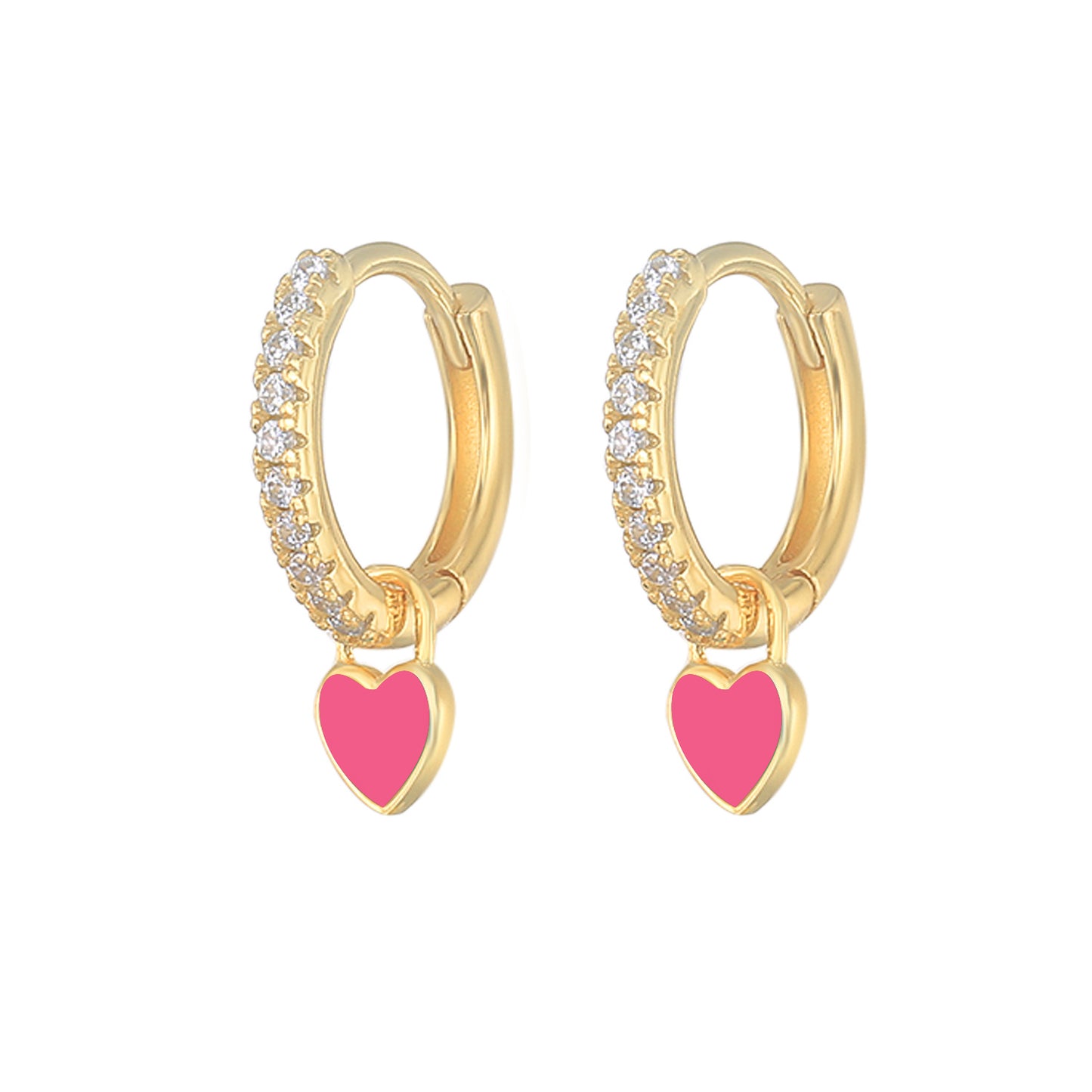 Aide Silver Color Hoop Earrings With Cute Candy Neon Color Enamel Heart Charm Drop Earring Gold Color For Girls Party Jewelry