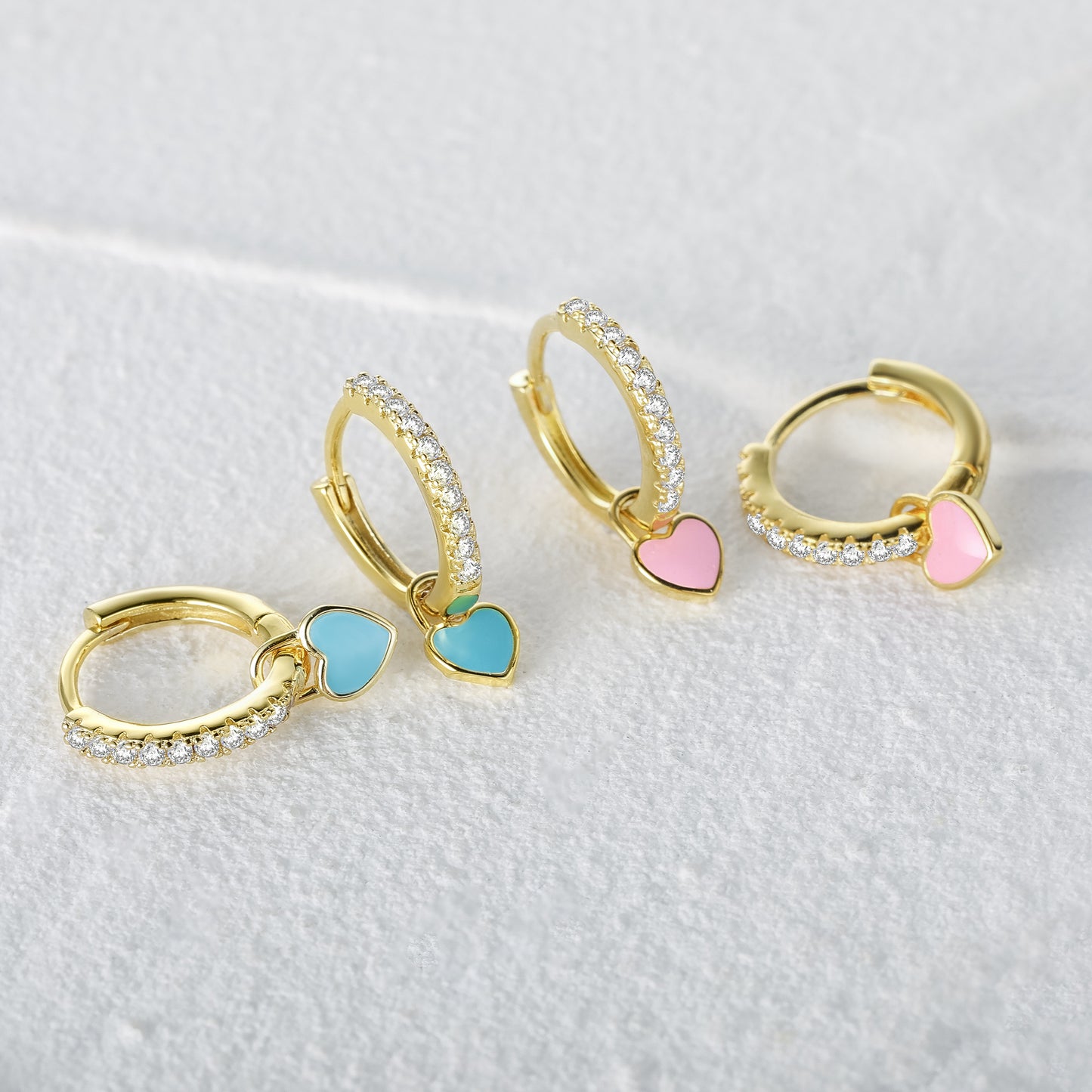 Aide Silver Color Hoop Earrings With Cute Candy Neon Color Enamel Heart Charm Drop Earring Gold Color For Girls Party Jewelry