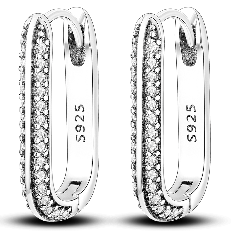 925 Sterling Silver Green Cubic Zircon U Hoop Earrings for Women Wedding Engagement Birthday Party Banquet Silver Jewelry Gift