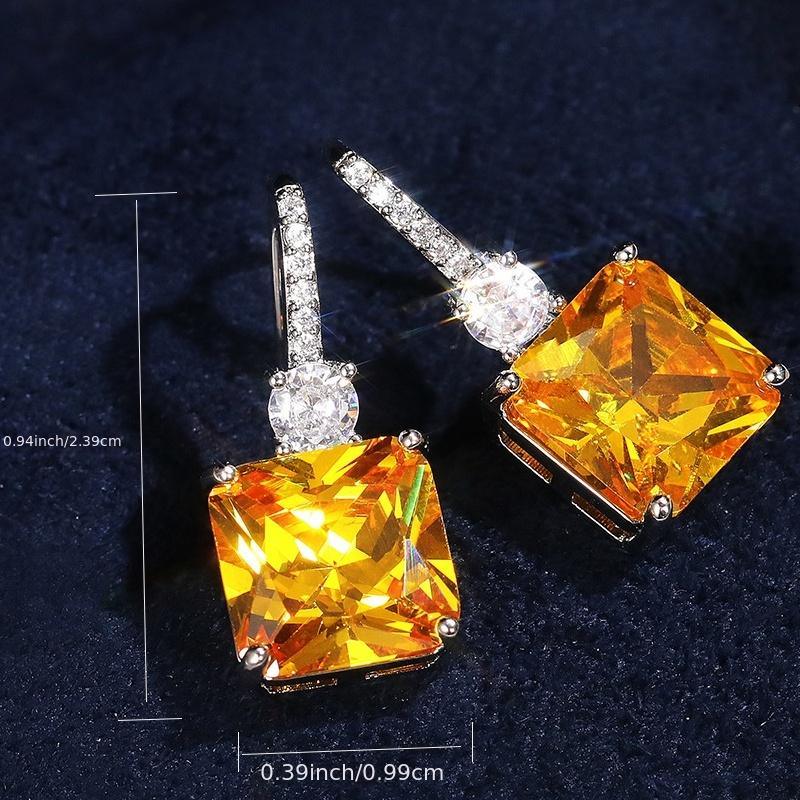 Exquisite Citrine Dangle Earrings 925 Silver Plated Ear Jewelry For Women Bridal Wedding Jewelry