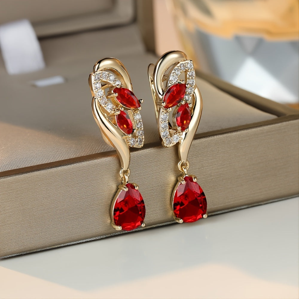 Romantic Crystal Dangle Earrings Water Cut Zircon Women Birthstone Party Earrings Jewelry Gifts