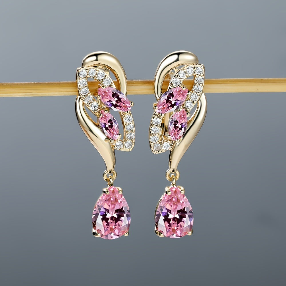 Romantic Crystal Dangle Earrings Water Cut Zircon Women Birthstone Party Earrings Jewelry Gifts