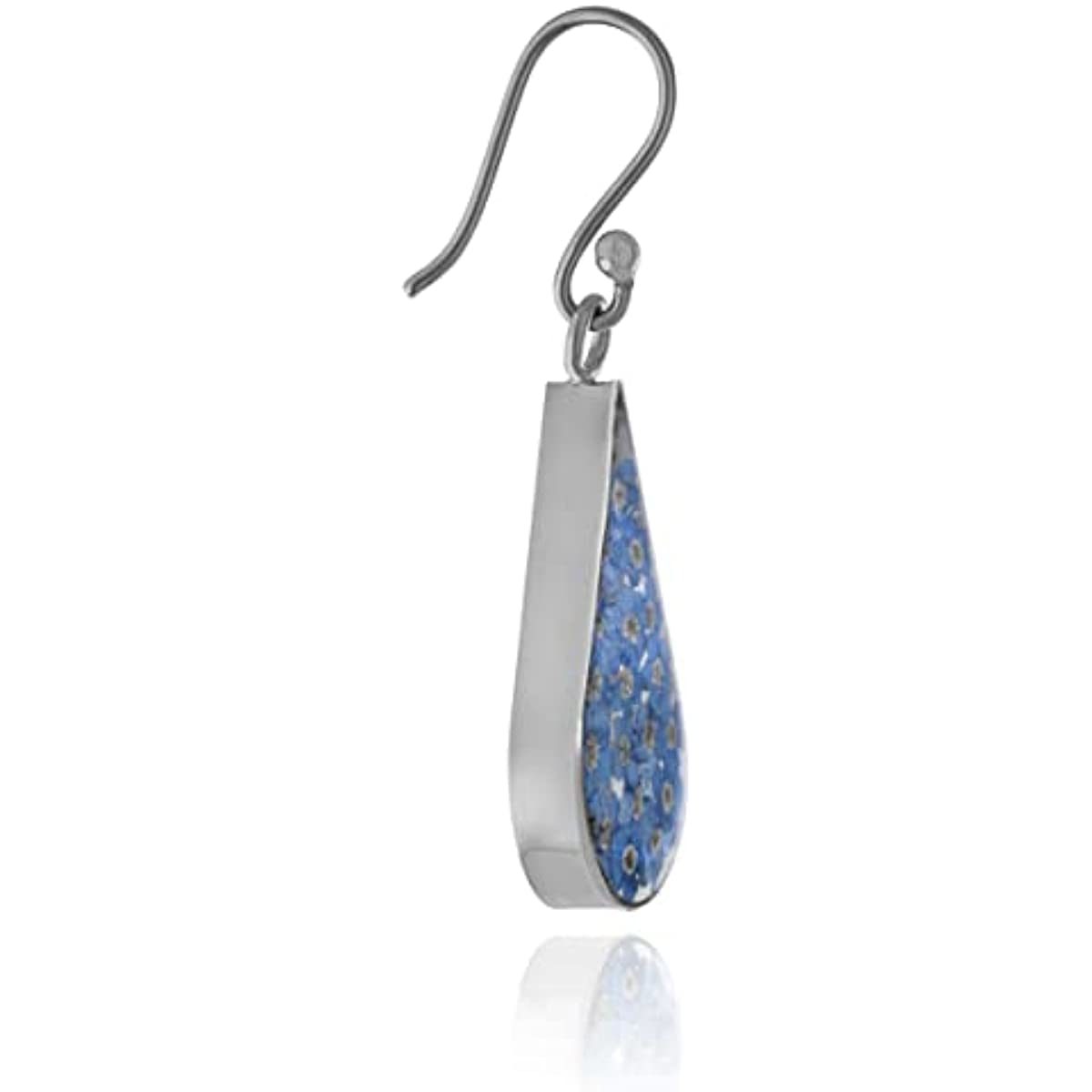 Amazon Collection Sterling Silver Pressed Flower Teardrop Earrings