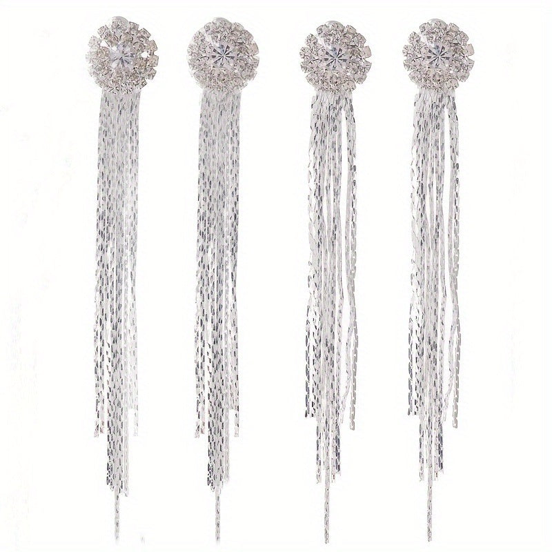 Long Exaggerated Rhinestones Tassel Earrings For Women Girls Decor Gifts 1Pair