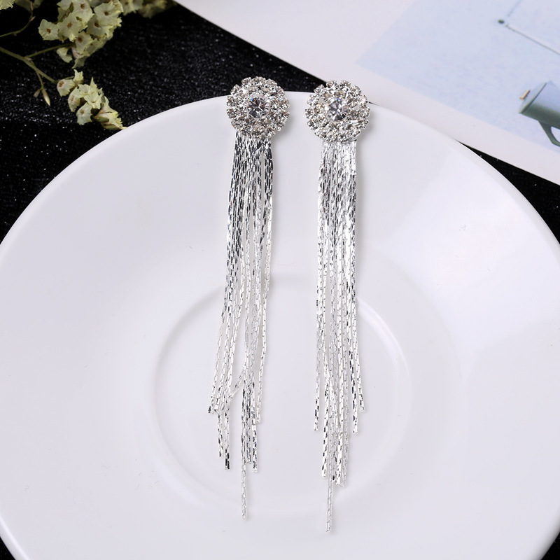 Long Exaggerated Rhinestones Tassel Earrings For Women Girls Decor Gifts 1Pair