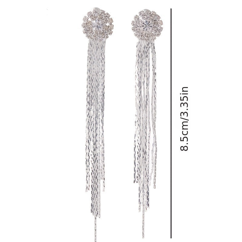 Long Exaggerated Rhinestones Tassel Earrings For Women Girls Decor Gifts 1Pair