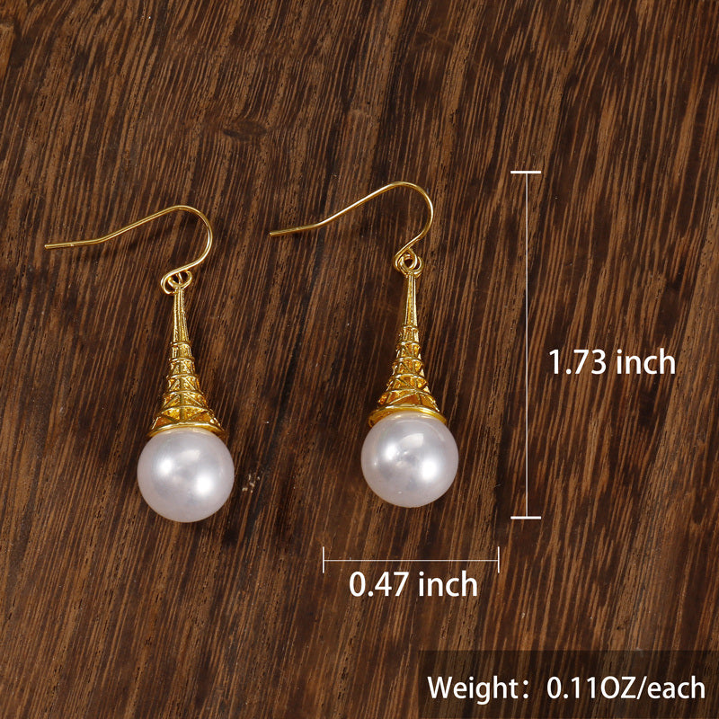 Zinc Alloy Hook Drop Earrings Faux Pearls Pendant Elegant Earrings For Women & Girls Ear Cartilage Piercing Jewelry