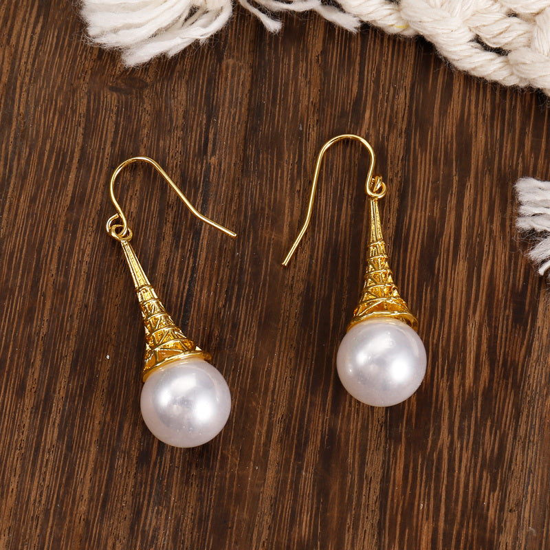 Zinc Alloy Hook Drop Earrings Faux Pearls Pendant Elegant Earrings For Women & Girls Ear Cartilage Piercing Jewelry