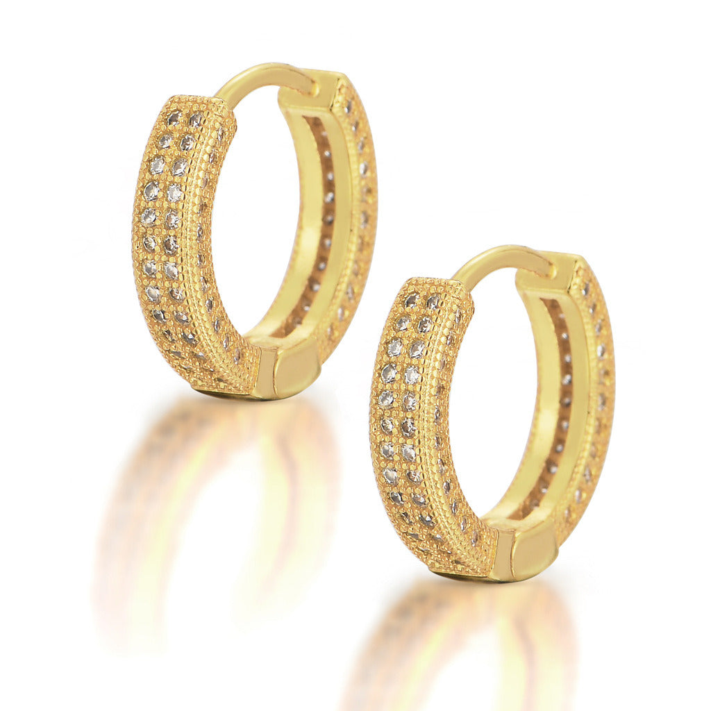 Hoop Earrings Micro Encrusted Zircon Stud Earrings Bling Hip Hop Earrings For Men And Women