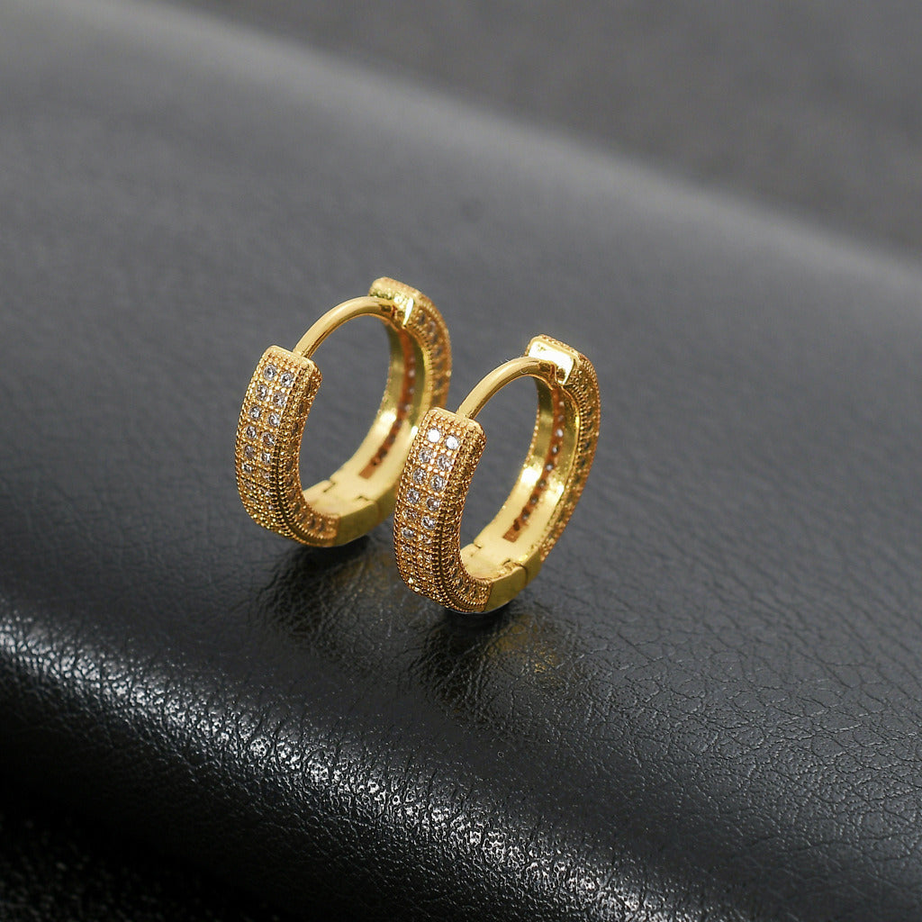 Hoop Earrings Micro Encrusted Zircon Stud Earrings Bling Hip Hop Earrings For Men And Women