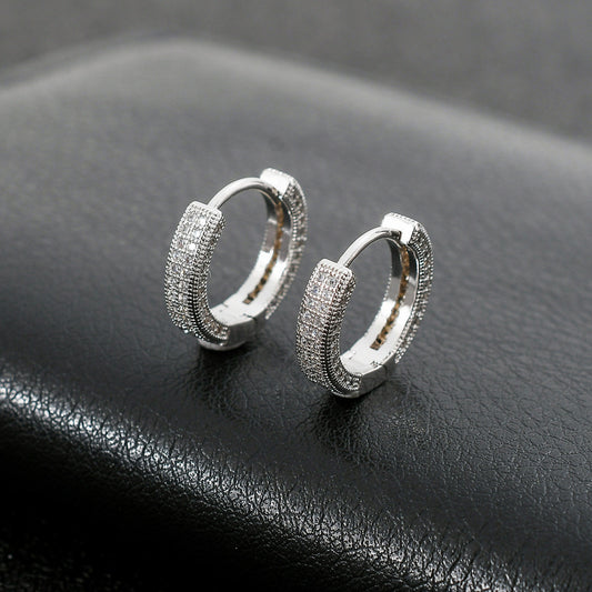 Hoop Earrings Micro Encrusted Zircon Stud Earrings Bling Hip Hop Earrings For Men And Women