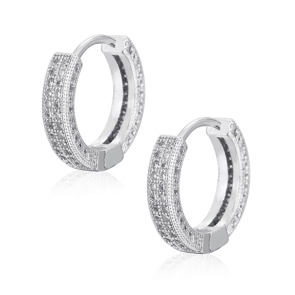 Hoop Earrings Micro Encrusted Zircon Stud Earrings Bling Hip Hop Earrings For Men And Women